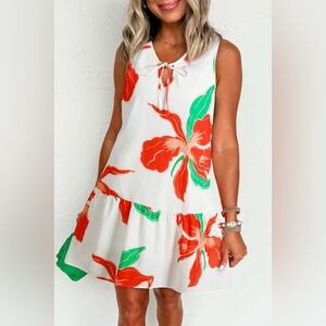 C0709: Lace Up Ruffled Sundress